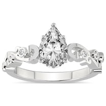 Pear Shape 2 Carat IGI Certified Lab Grown Diamond Ring | 14K White Gold |Catrina Cutwork Lab Diamond Engagement Ring | FG-VS1-VS2 Quality Friendly Diamonds