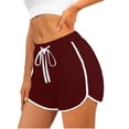 thumbnail image 1 of VKOYWKM Workout Shorts for Women Solid Color Dolphin Hem Exercise Shorts Drawstring Waisted Running Athletic Gym Shorts with Pockets, 1 of 6