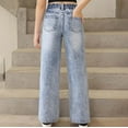 thumbnail image 6 of Girls Distressed Denim Wide Leg Pants – High Waist Loose Fit Baggy Jeans with Ripped Details, Trendy Y2K Streetwear Casual Trousers for Teenagers & Big Kids (6-14 Years), 6 of 8