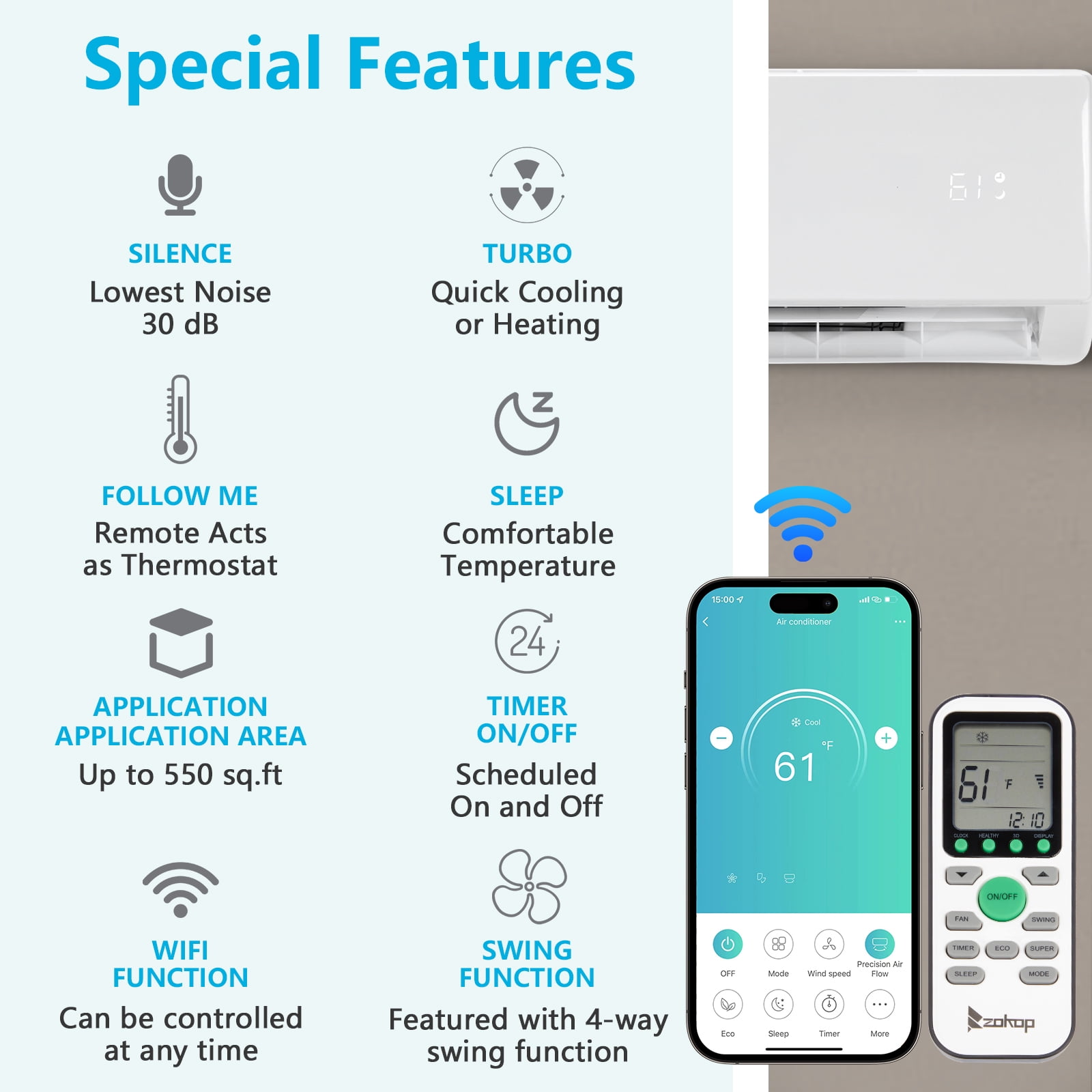 Ktaxon 5000 BTU Window Air Conditioner, 3-in-1 Cool/Fan/Dehumidifier Window AC Unit, Easycool Air Conditioner with Remote Control, Cools up to 150 Sq. Ft.