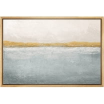 wall26 Framed Canvas Print Wall Art Minimal Pastel Watercolor Ocean Sea Landscape Abstract Shapes Illustrations Modern Art Decorative Contemporary for Living Room, Bedroom, Office - 16x24 Natural