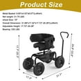 thumbnail image 2 of Ktaxon Rolling Garden Cart with Cushioned Backrest & Seat, Outdoor Gardening Stool for Planting, Garden Scooter with 360 Degree Swivel Seat & Steering Handle & Tool Tray, Black, 2 of 11