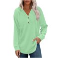 thumbnail image 7 of Guzom Womens Green Hooded Sweatshirt - Polyester Spandex Soft Stretchy, Henley V-Neck with Raglan Sleeves & Kangaroo Pocket for Casual Loungewear,Size L, 7 of 7