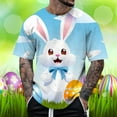 thumbnail image 2 of Mens Easter Tops Theme Print Short Sleeve Round Neck Floral Trend Bottoming Mens Graphic T-Shirts,Light Blue,M, 2 of 4