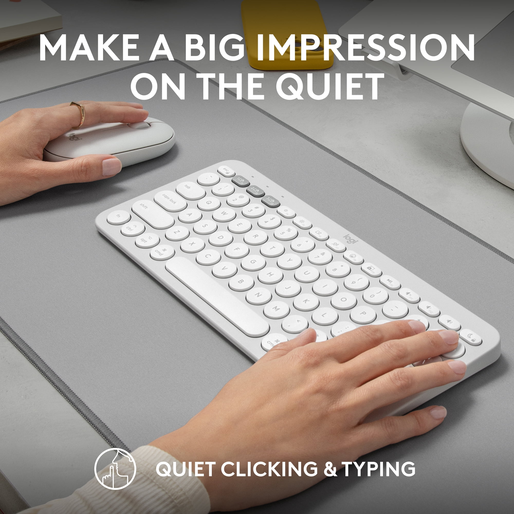 Logitech Pebble 2 Combo for Mac, Wireless Keyboard and Mouse, Slim, Quiet and Portable, Customizable, Tonal White