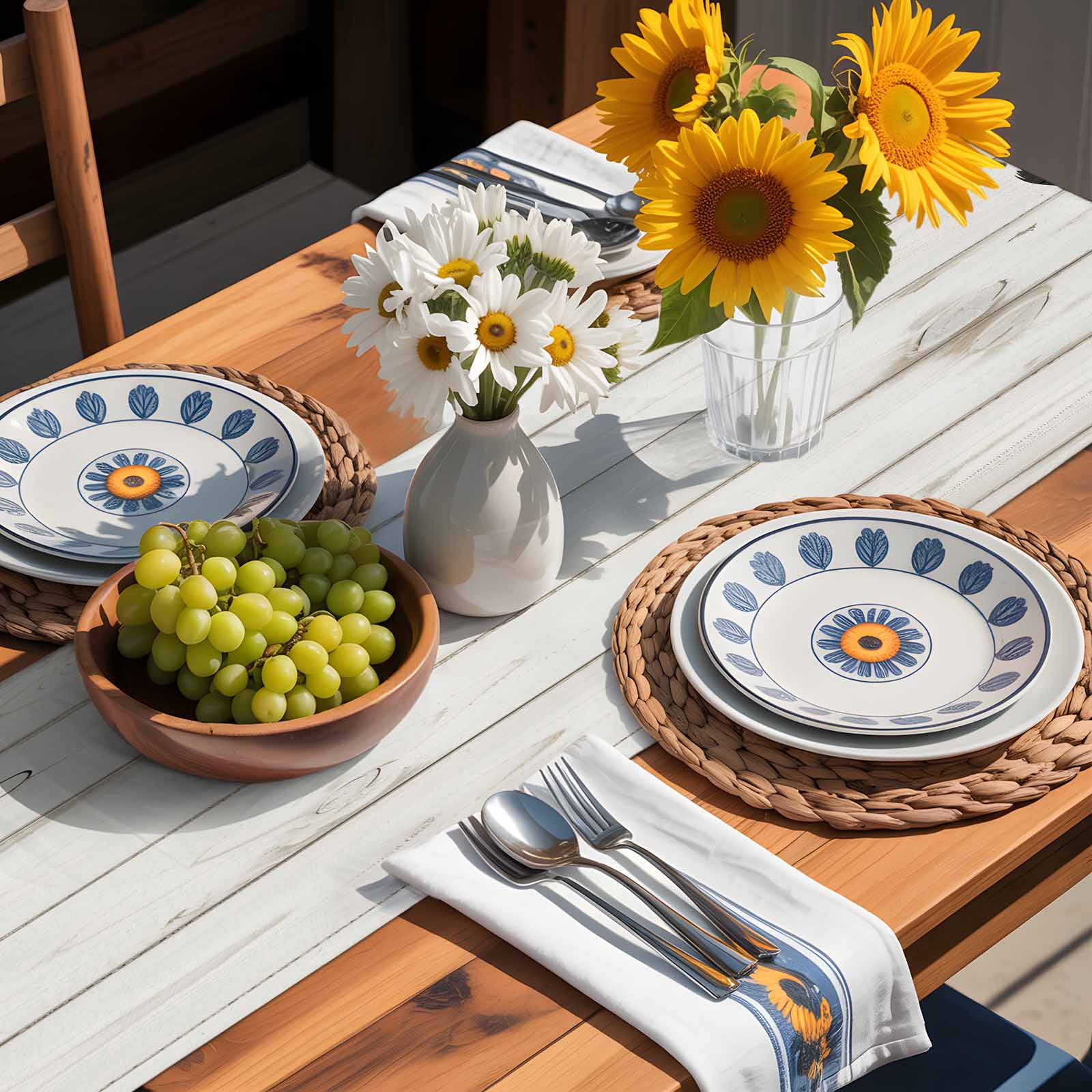Farmhouse Abstract Chicken Eggs Table Runner 90 Inches Long, Vintage Wood Grain Table Runners Tabletop Scarf Kitchen Dining Tables Decoration for Home Party Indoor Outdoor