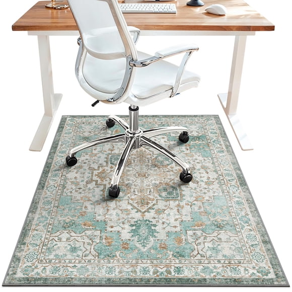 Tapete para Silla de Oficina BESBLEE 91x122cm Vinilo Antideslizante Cian