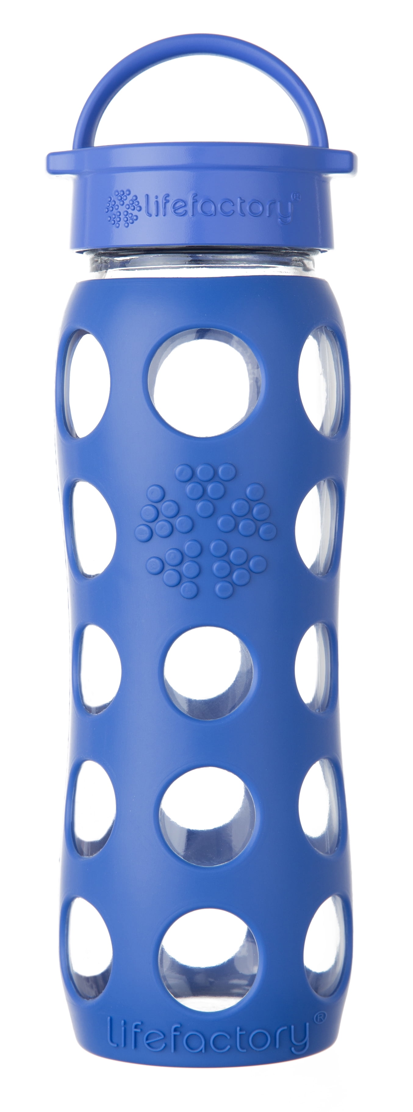Lifefactory 22oz Glass Water Bottle with Classic Cap Cobalt Blue
