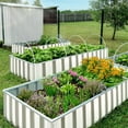 thumbnail image 5 of KING BIRD Raised Garden Bed 68''x36''x12'' x2 Packs, Galvanized Steel Metal Outdoor Planter Kit Box for Vegetables, Flowers, Fruits, Herbs, with 16pcs T-Type Tags & 2 Pairs of Gloves, Ivory, 5 of 10