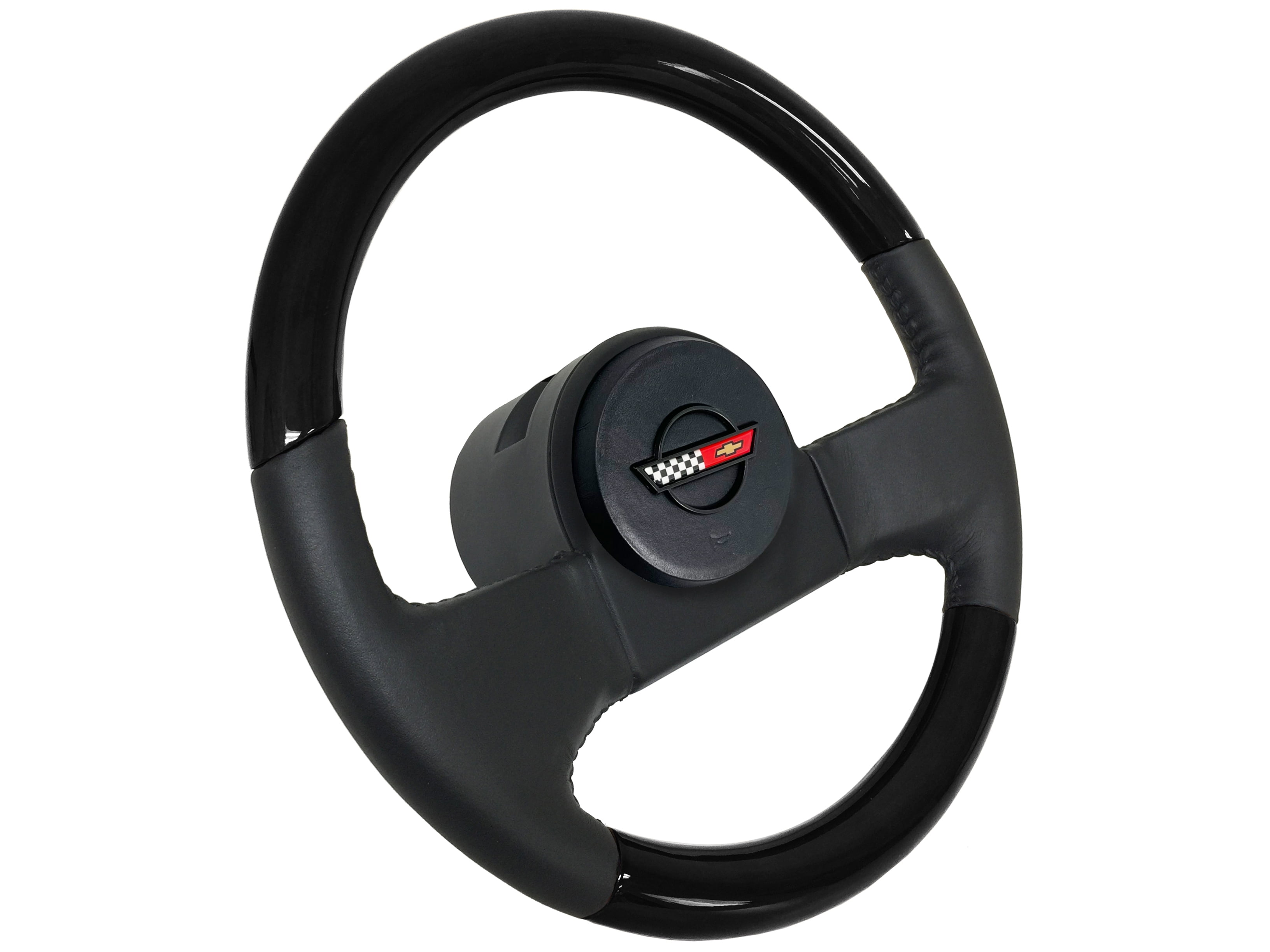 1984 1985 C4 Corvette Leather / Black Ash Wood Steering Wheel Kit