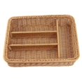 thumbnail image 1 of Organizador de cajones de cocina, cesta de almacenamiento de cubiertos, 4 compartimentos, tenedores de cocina, cuchillos, almacenamiento de ratán, 1 of 5