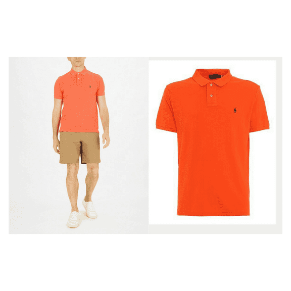 Ralph Lauren Men's Custom Slim Fit Polo Shirt Orange, S
