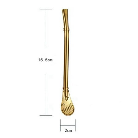 

304 Stainless Steel Straw Spoon Horse Spoon Spoons Gold-plated Creative Leaking Spoons Stirring Coffee Spoones Long Handle