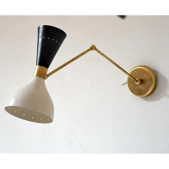 Appliques Sconce 2 Light Wall Light Stilnovo Style Appliques Wall Sconce Dual Shades Raw Brass