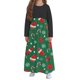 thumbnail image 3 of Vestido de manga larga con cuello redondo para niña, estampado navideño, manga larga, cuello redondo, bolsillos, falda larga informal para adultos, vestido de poliéster para niña., 3 of 5