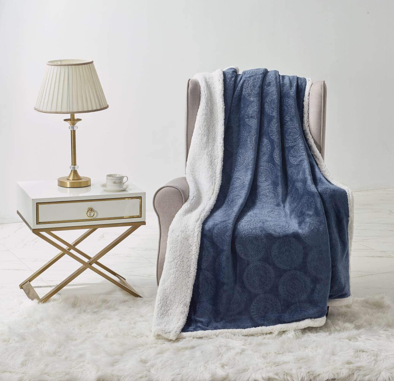 "Manta de lana Caesar Sherpa acurrucada tirada cálida para silla, sofá 50""x60" - Imagen 10 de 15
