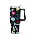 thumbnail image 2 of 40oz Funny Nurse Life Stainless Steel Flip Straw Tumbler Spill Proof Travel Cup Double Wall Vacuum Insulated Coffee Mug with Handle, 2 of 6