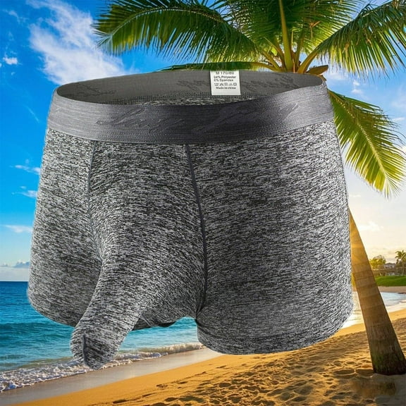 Boxer Briefs for Men Underwear with Bulge-Pouch Support Mid Waisted Casual Solid Color Breathable Stretchy Comfort Basic Boxers