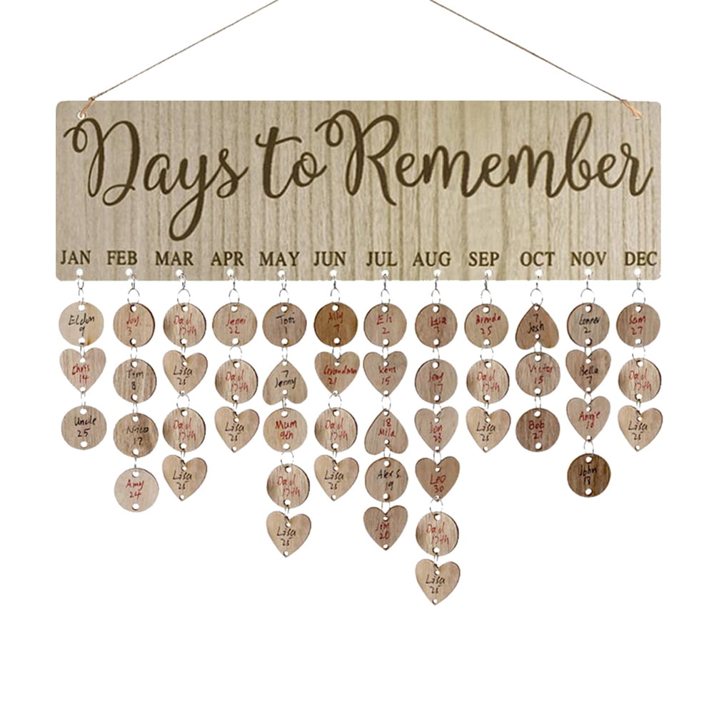 2020 Wooden Birthday Reminder Board Plaque Sign Hanging Gift New Calendar E4L7