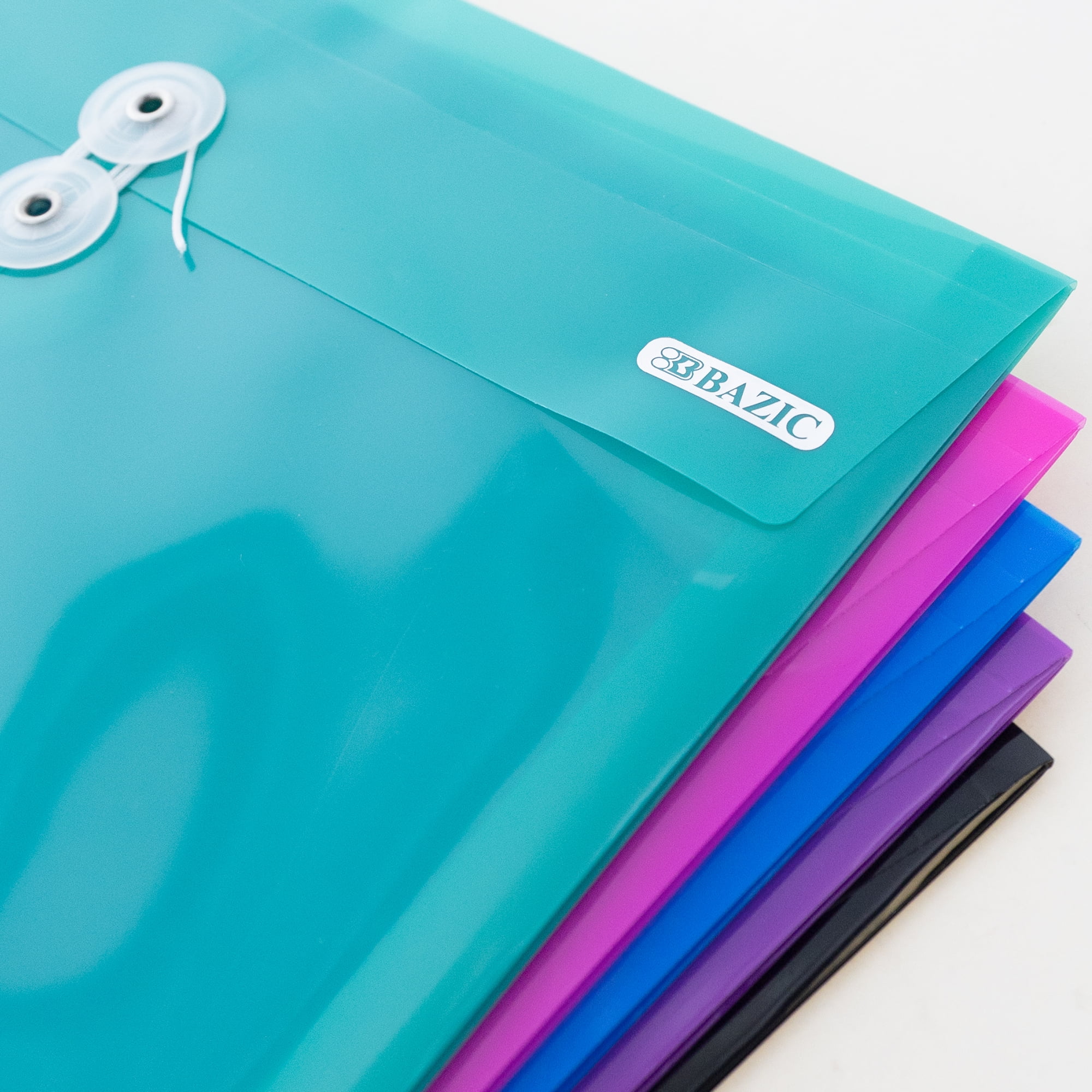 BAZIC Poly Envelope Binder Pocket Folder, 3 Hole Punched, Clear Letter A4 Size Document Folder (5/Pack), 2-Packs