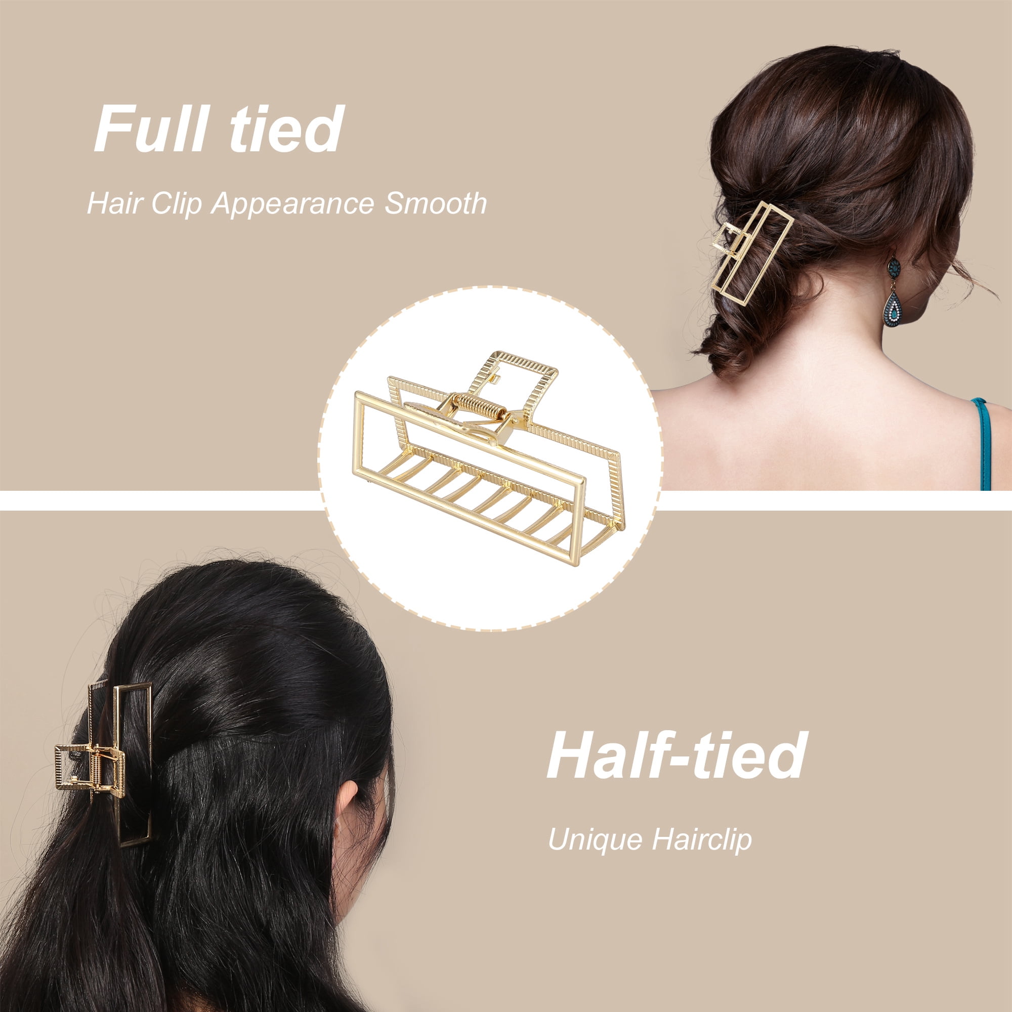 Unique Bargains Metal Hair Claw Clip Rectangle Shaped Claw for Women Beauty 3.5 Inch
