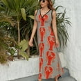 thumbnail image 6 of Lobster Art Prints Womens Night Club Maxi Dress V Neck Sleeveless Bohemia Long Dresses, 6 of 9