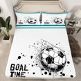 thumbnail image 2 of Feelyou Cartoon Football Soccer Full Size Sheets, White Teal Stars Lines Bed Sheets, Teens Kids Boys Girls Sheet Sets, Microfiber Bedroom Decor, 4-Piece, 2 of 7