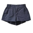 thumbnail image 2 of LEBONYARD Women's Shorts with a Flattering and Unique Fit,Womens Summer Casual Buttons Comfy Solid Color Elastic Waist Loose Shorts Pants Navy L, 2 of 6