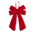 thumbnail image 2 of Red Flocked Bow Christmas Ornament with Velvety Soft Touch – Perfect for Tree, Wreath, and Door Decor, 2 of 6