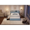 thumbnail image 4 of Rugerasy FULL Size Bed Frame with Storage Headboard and 2 Drawers,Girls Bed Frame with Boucle UpholsteRed Platform,Built-in Bookcase,No Box Spring Needed,Easy Assembly,Durable and Stylish,Blue, 4 of 7