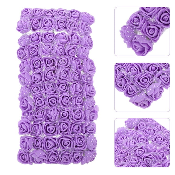GOOHOCHY Artificial Mini Roses Heads 144Pcs Purple For Flower Crafts And Arrangement