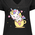 thumbnail image 4 of Inktastic Teacup Unicorn Women's Plus Size V-Neck T-Shirt, 4 of 5