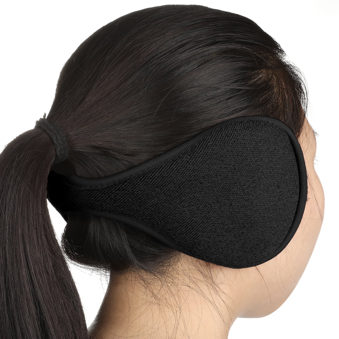 Unique Bargains 1 Pc Unisex Winter Warmer Ear Warmer Pad Cover Back Earmuffs Black