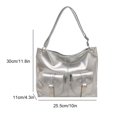 thumbnail image 2 of HUISZJ Crossbody Shoulder Bag, Fashion Pocket Storage Commute Bag, Adjustable Strap Shoulder Handbag for Travel Commute Work (Silver), 2 of 9