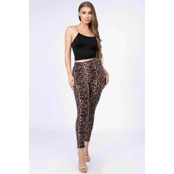 K-Cliffs One Size Women's Animal Print Classic Cheetah Print Peach Skin Leggings