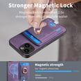 thumbnail image 6 of Allytech for iPhone 15 2 in 1 Detachable Wallet Case, Luxury Retro PU Leather Ring Kickstand Card Cash Slots Case for Women Men, Strong Magnetic Shockproof Anti-Scratch Slim Case - Purple, 6 of 11