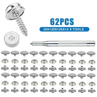 120PCS Canvas Snap Button Kit, Marine Grade Stainless Steel Metal Screws  Snaps with 2Pcs Setting Tool for Boat Cover Furniture (0.39”0.39&0.39”0.59)