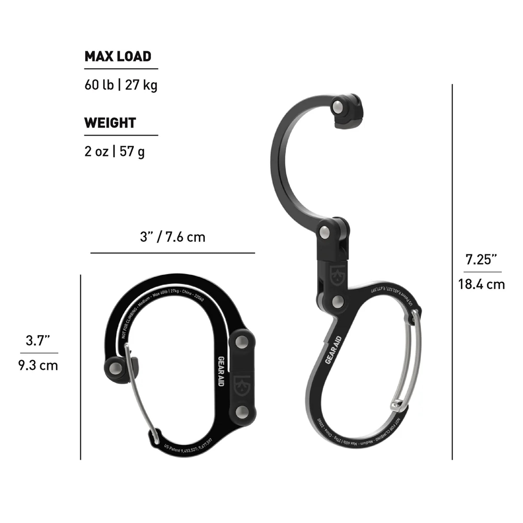Gear Aid Heroclip Medium Hybrid Camping Gear Clip - Black/Red