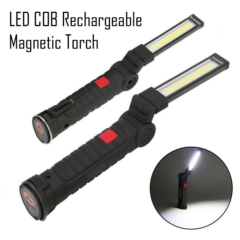 LED COB Magnetic Work Light Rechargeable Inspection Torch Lamp Flexible Cordless