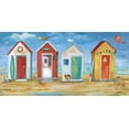 thumbnail image 2 of Nan 24x14 Gold Ornate Wood Framed with Double Matting Museum Art Print Titled - Bright Beach Huts, 2 of 4