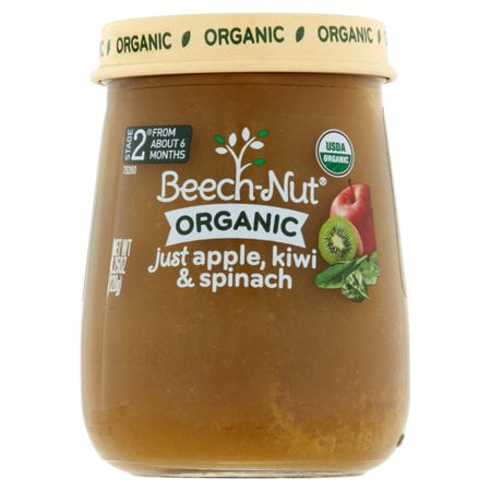 Beech-Nut Organic; Stage 2 Just Apple, Kiwi & Spinach Baby Food, 4.25 oz, (Pack of 10)