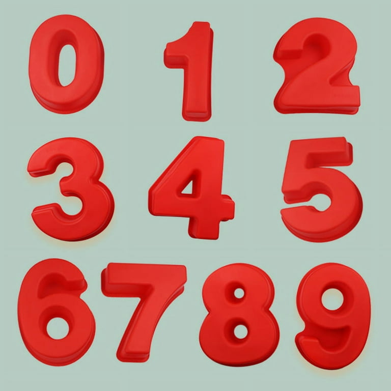 Jiarry 10 inch 9 Pieces Large Size Number Moulds Baking Forms Silicone Number Mold Cake Pan 10 inch Number 3