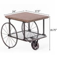 thumbnail image 4 of Vintiquewise Industrial Wagon Style Coffee Table with Rustic Wood Top Large Spoke Rolling Wheels Mesh Shelf Functional End Table and Magazine Holder for Living Room Lounge Office Den or Home Bar, 4 of 7