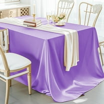DAMAI Rectangle Purple Satin Tablecloth,102 x 58 Inch Overlay Satin Table Cover Rectangle Bright Silk Tablecloth Smooth Fabric Table Decoration,Bright Smooth Silk Table Cover for Wedding Party Events