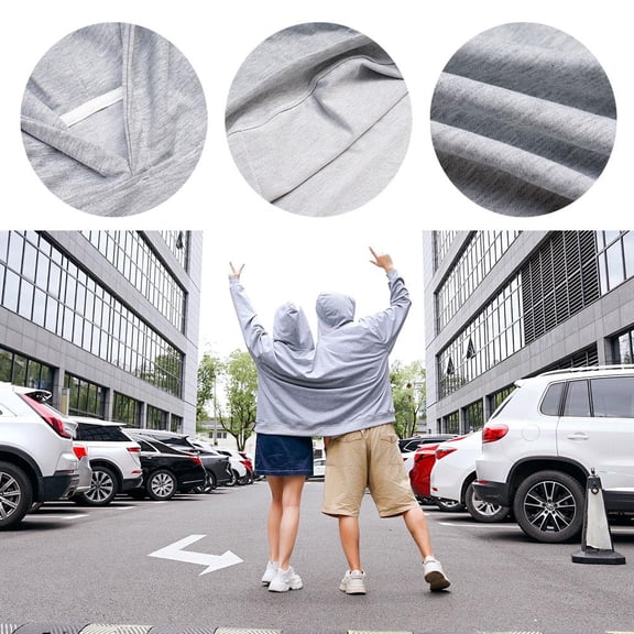 Cozy couple hoodie, oversized two-person pullover sweatshirt with dual hoods for couples, soft polyester, grey, one size fits most, perfect for valentine's day gifts & matching outfits