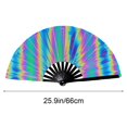 thumbnail image 2 of wowotier Reflective Rave Hand Fan, Foldable for Women/Men/Drag Queen - Large Clack Festival Folding Hand Fan for EDM, Music Festival, Event, Party, Dance, Performance, 2 of 6