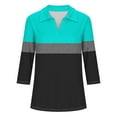 thumbnail image 4 of Rezuofi Women's 3/4 Sleeves V Neck Polo Shirts 2025 Basic Collar Cute Tees Dressy Casual Color Block Tops Blouses Work Shirt, 4 of 4