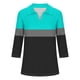 thumbnail image 4 of Camiseta de Solapa de Cuello en V de la Manga Superior de 3/4 de las Mujeres, Uso Diario Cómodo Casual, 4 of 4