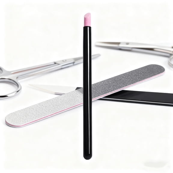 Portable Black Nail Care Pen Cuticle Remover Nail File and Buffer Tool for Daily Manicure