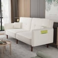 thumbnail image 2 of Zechuan Futon Tufted Back Convertible Sofa 75" Twin Size Bed - Loveseat Sleeper Sofa with Side Packet - White, 2 of 9